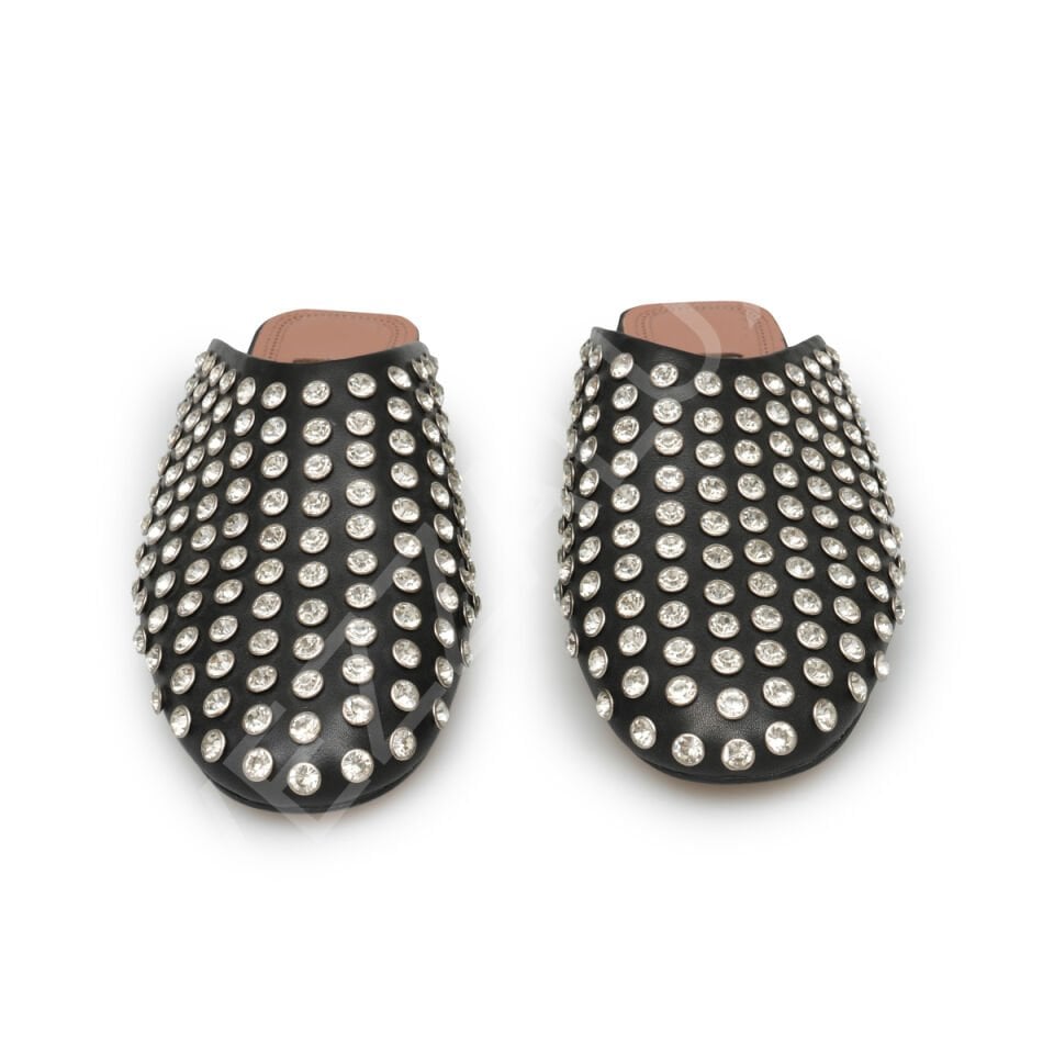 Alaia 03 Siyah Taşlı Kadın Terlik  Kadın Ayakkabı