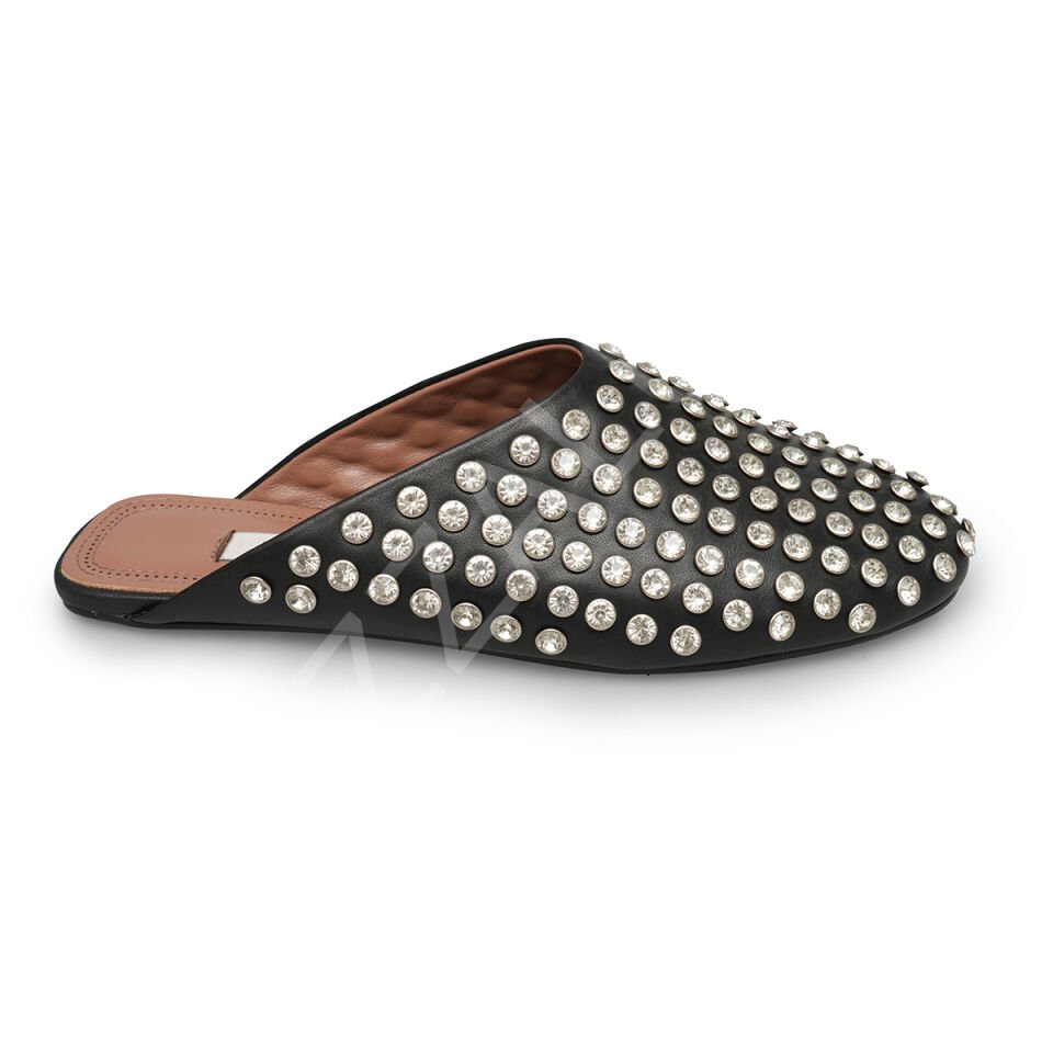 Alaia 03 Siyah Taşlı Kadın Terlik  Kadın Ayakkabı