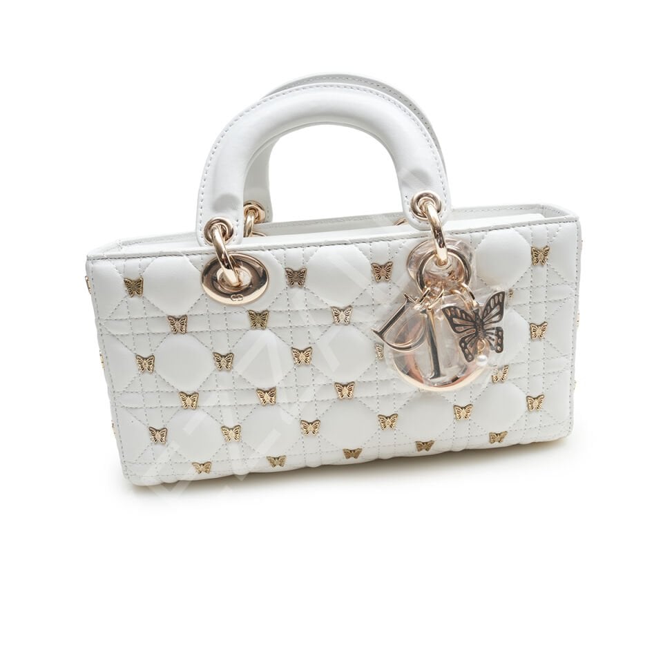 Dior 350 535 Lady D-Joy Bag Kelebekli 22*12*6 Small Beyaz Kadın Çanta