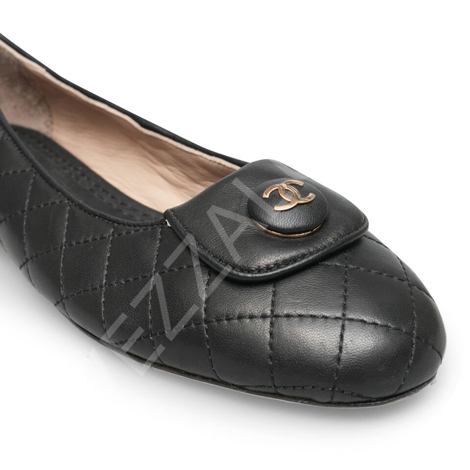 Chanel 21 Siyah Kapitone İçi Krem Kadın Ayakkabı