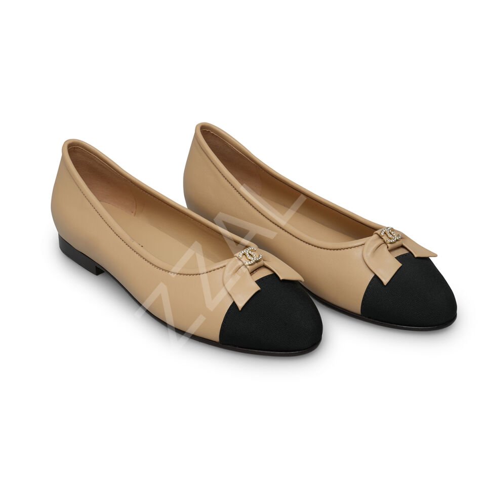 Chanel 23 Krem Ucu Siyah Kumaş Kadın Ayakkabı