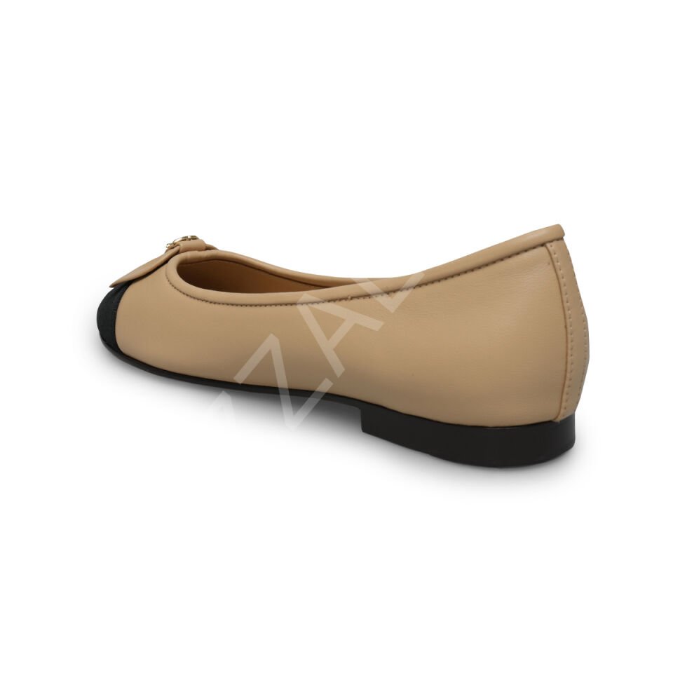 Chanel 23 Krem Ucu Siyah Kumaş Kadın Ayakkabı