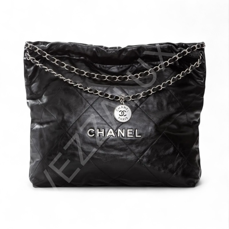 Chanel 262 22 Büyük Boy Siyah Gümüş Aksesuarlı Kadın Çanta