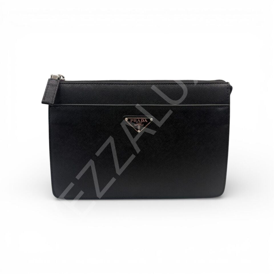 Prada 1081 Siyah Deri Clutch Erkek Çanta
