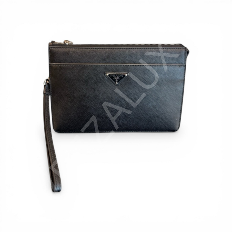 Prada 1081 Siyah Deri Clutch Erkek Çanta