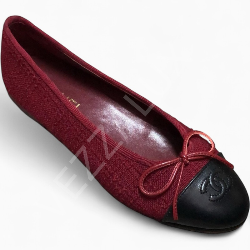 Chanel 33 Bordo Tüvit Kadın Ayakkabı