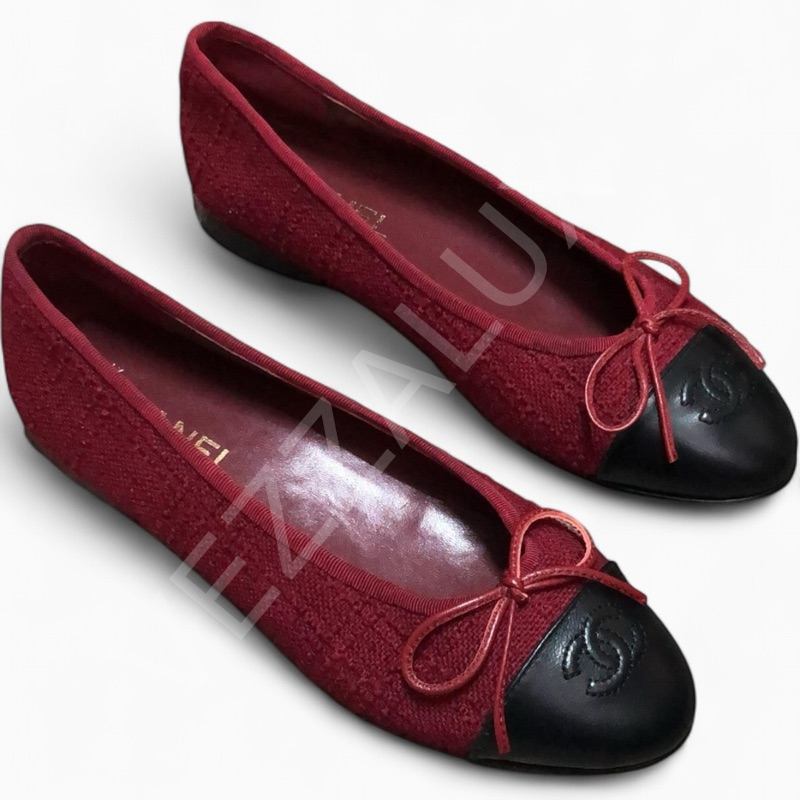 Chanel 33 Bordo Tüvit Kadın Ayakkabı