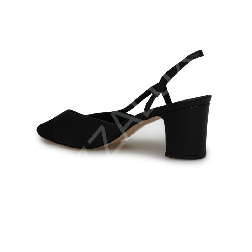 Chanel T06 Siyah Deri Sling Back Kadın Ayakkabı