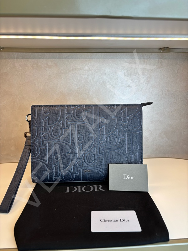 Dior 1098 Lacivert Logolu Deri Erkek Çanta