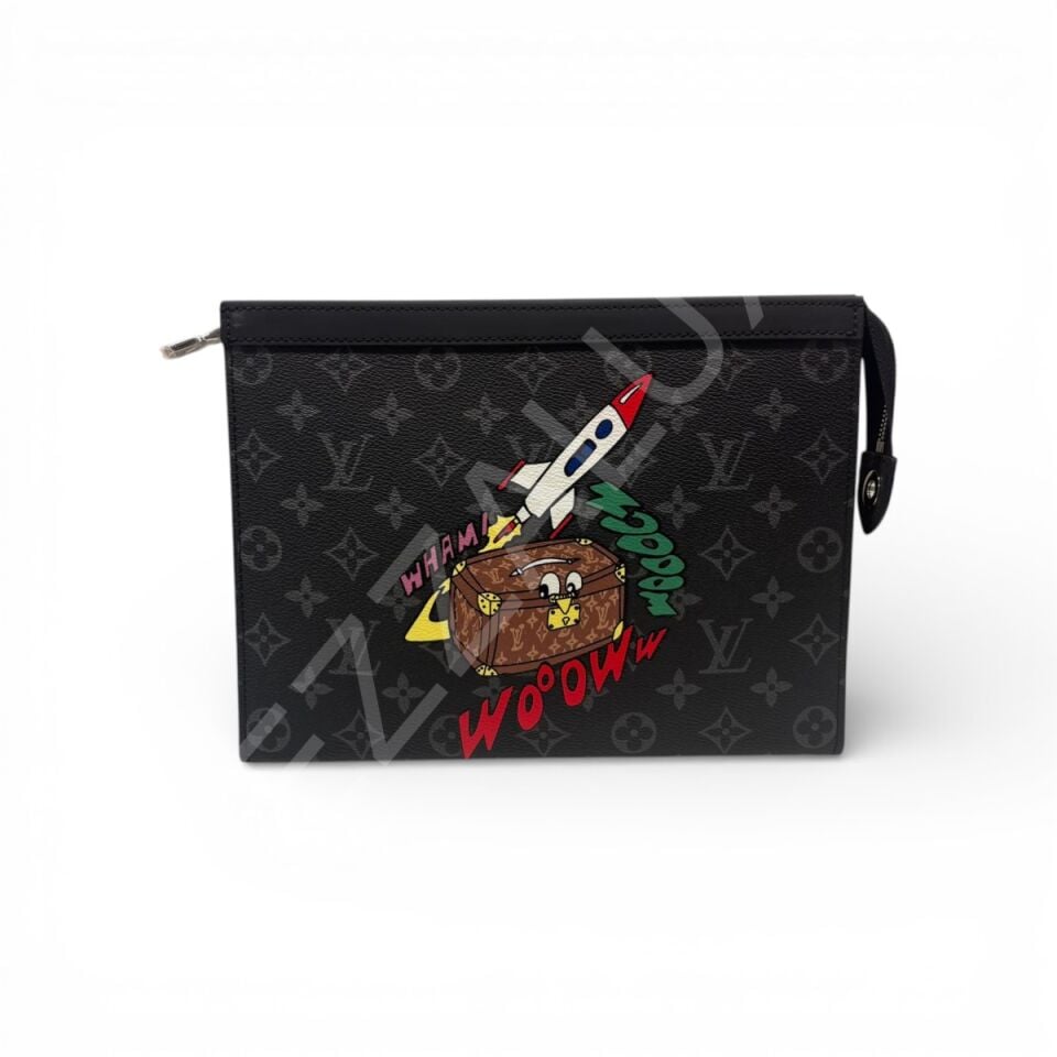 Lv 1104 Siyah Desenli Clutch Erkek Çanta