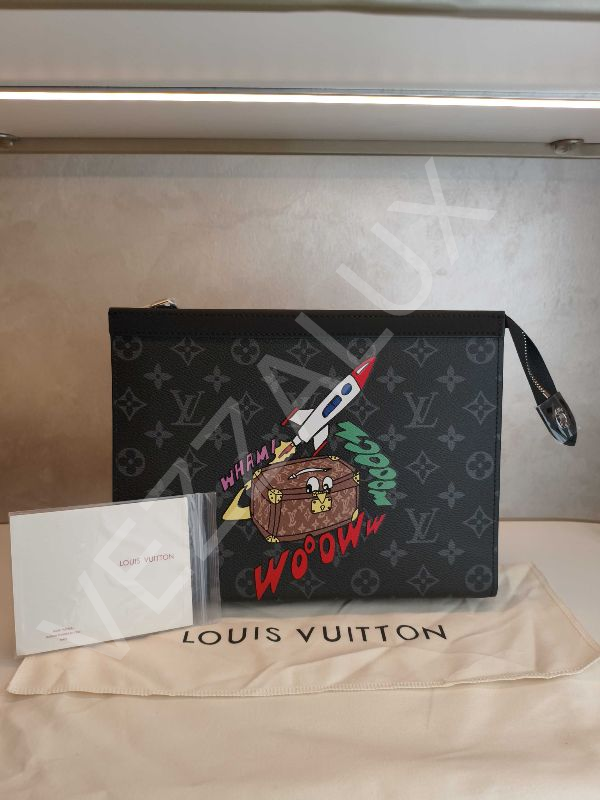 Lv 1104 Siyah Desenli Clutch Erkek Çanta