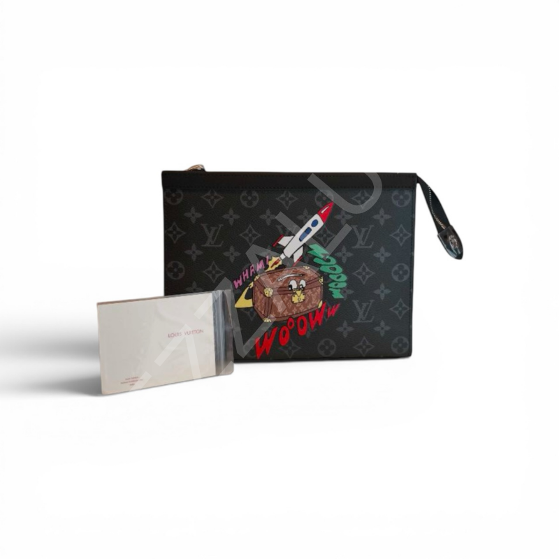 Lv 1104 Siyah Desenli Clutch Erkek Çanta