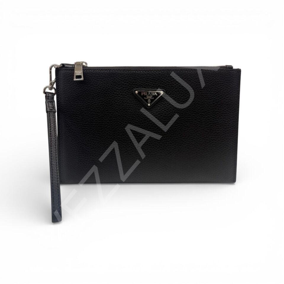 Prada 1107 Siyah Deri Clutch Erkek Çanta