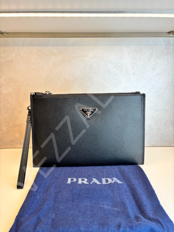 Prada 1107 Siyah Deri Clutch Erkek Çanta