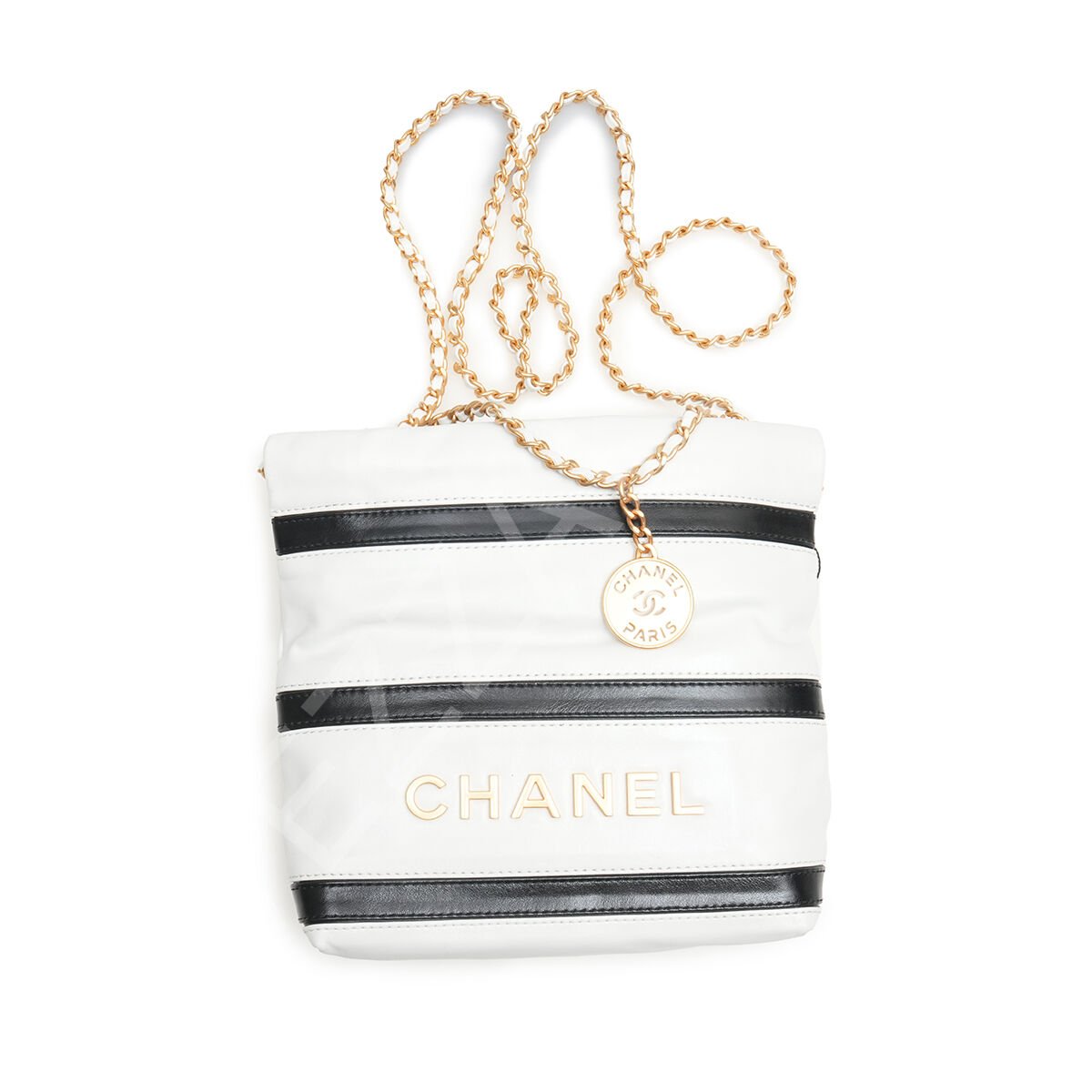 Chanel 22  20*19*6 Mini Siyah Çizgili Kadın Çanta