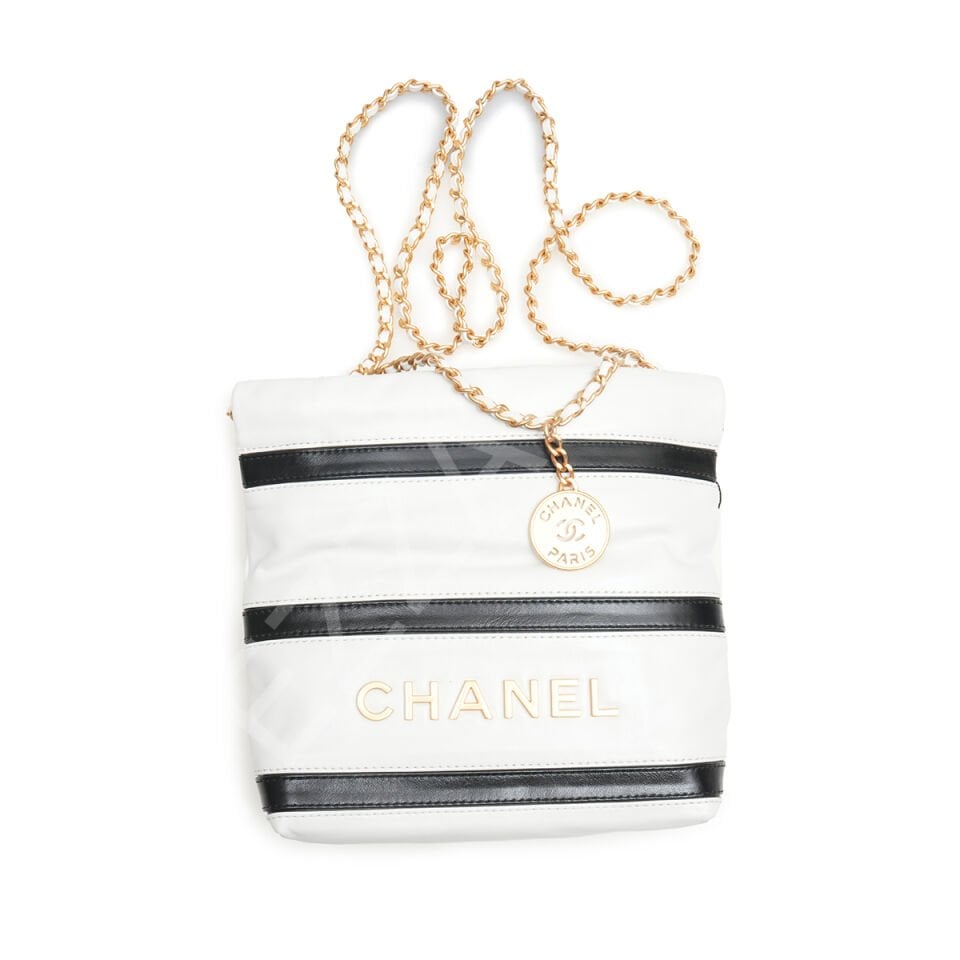 Chanel 22  20*19*6 Mini Siyah Çizgili Kadın Çanta