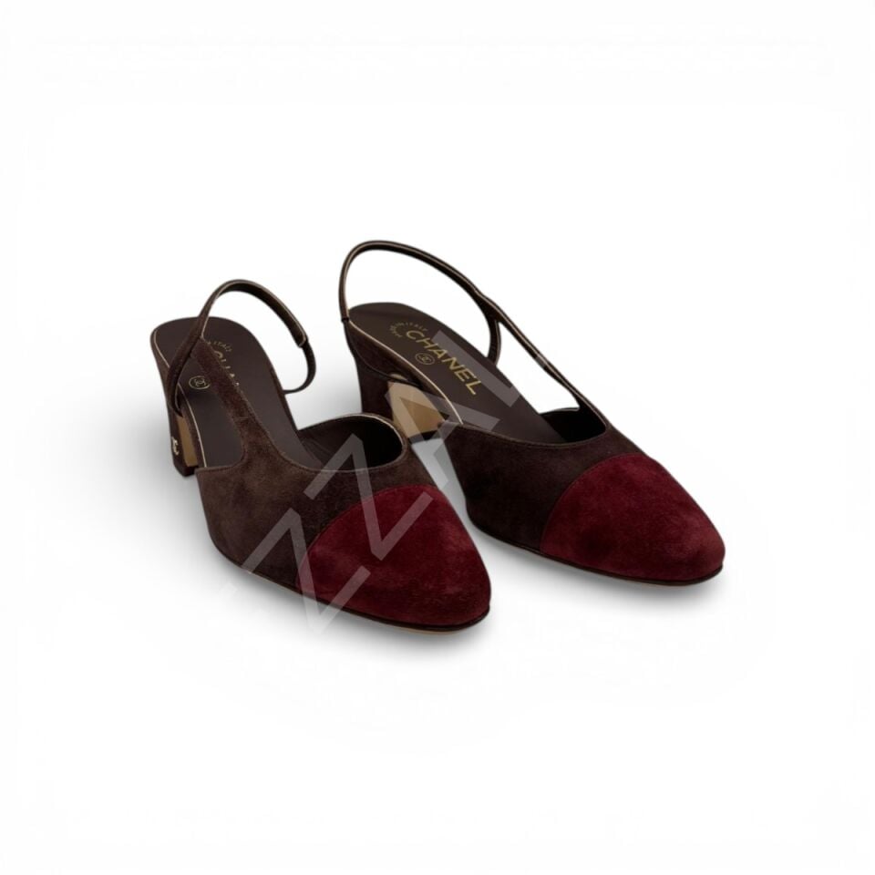 Chanel 1148 Kahverengi Süet Topuklu Kadın Ayakkabı