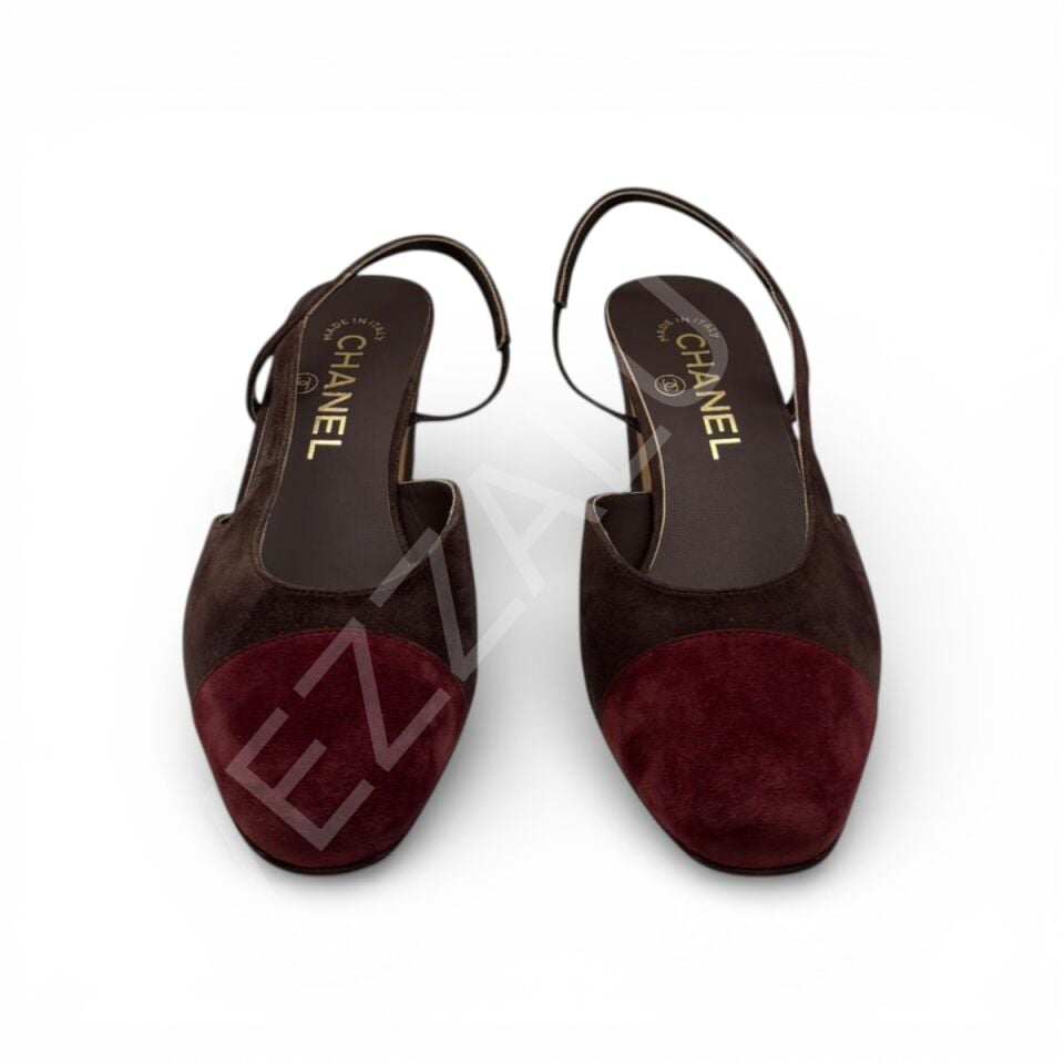 Chanel 1148 Kahverengi Süet Topuklu Kadın Ayakkabı