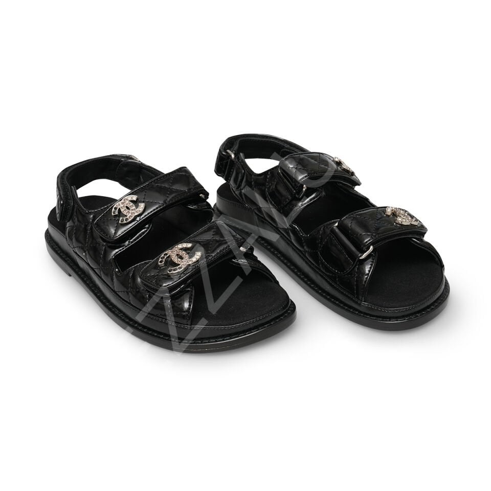 Chanel 729 Siyah Sandalet Kadın Ayakkabı