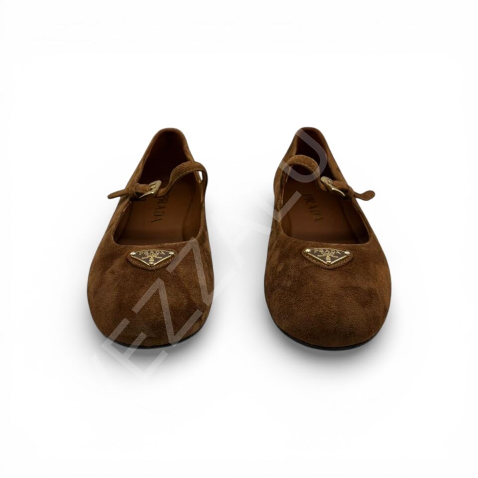 Prada 1152 Kahverengi Süet Babet Kadın Ayakkabı