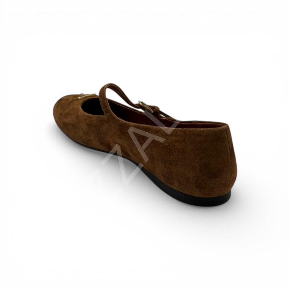 Prada 1152 Kahverengi Süet Babet Kadın Ayakkabı