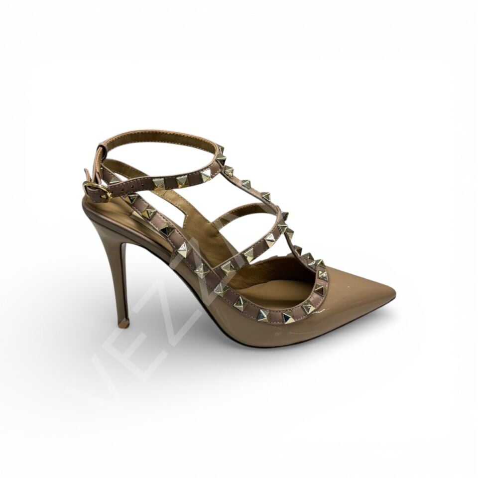 Vltn 675  Nude Yüksek Topuklu Zımbalı Kadın Ayakkabı