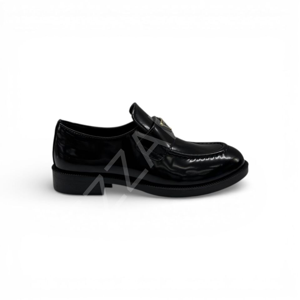 Prada 1153 Loafer Gold Siyah Kadın Ayakkabı