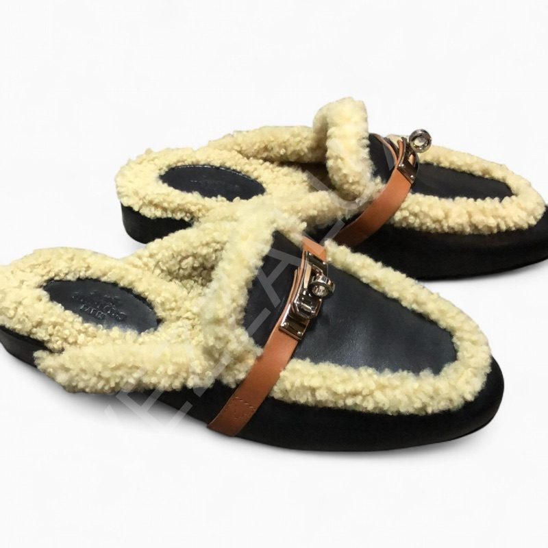 Hermes 09 Siyah Kürklü Kadın Ayakkabı