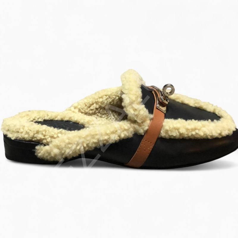 Hermes 09 Siyah Kürklü Kadın Ayakkabı