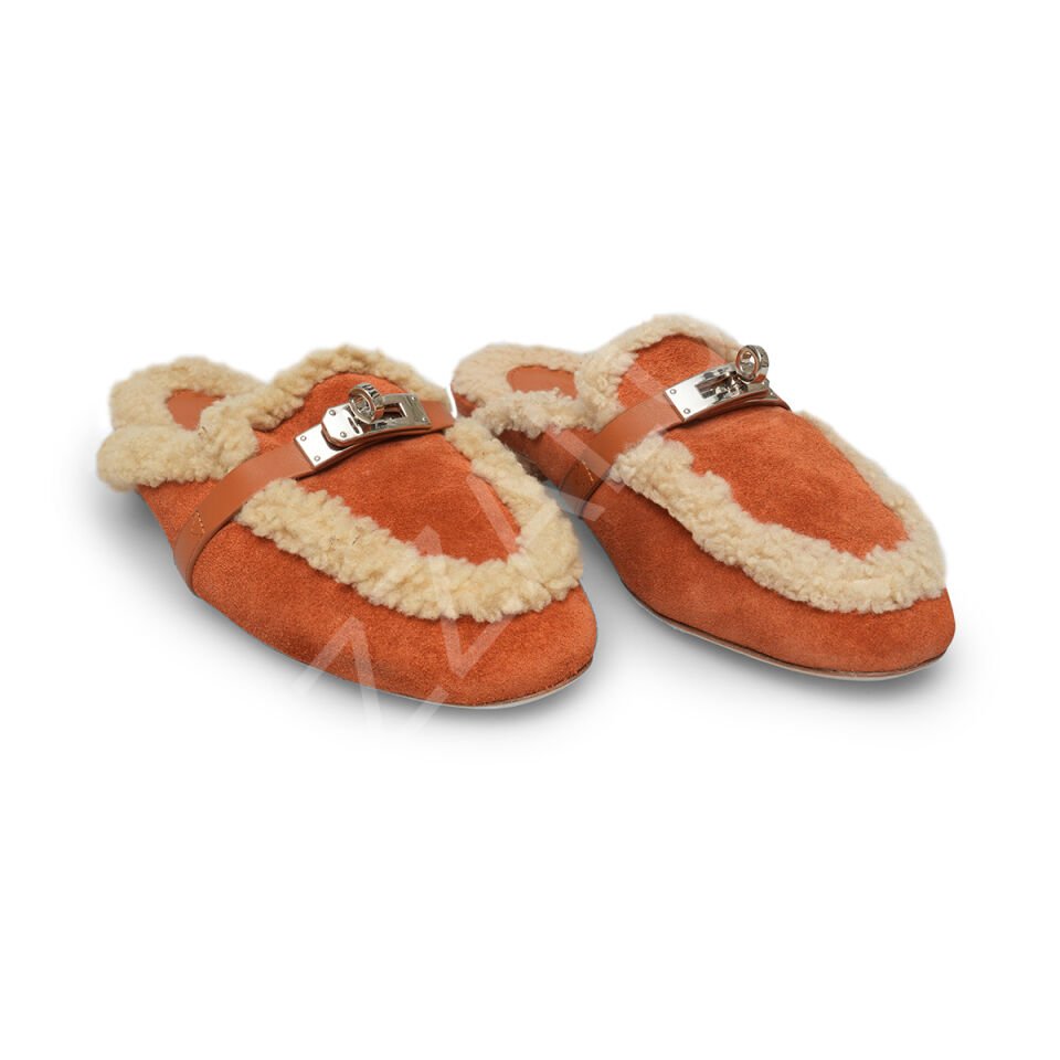 Hermes 11 Kahve Kürklü Terlik Kadın Ayakkabı