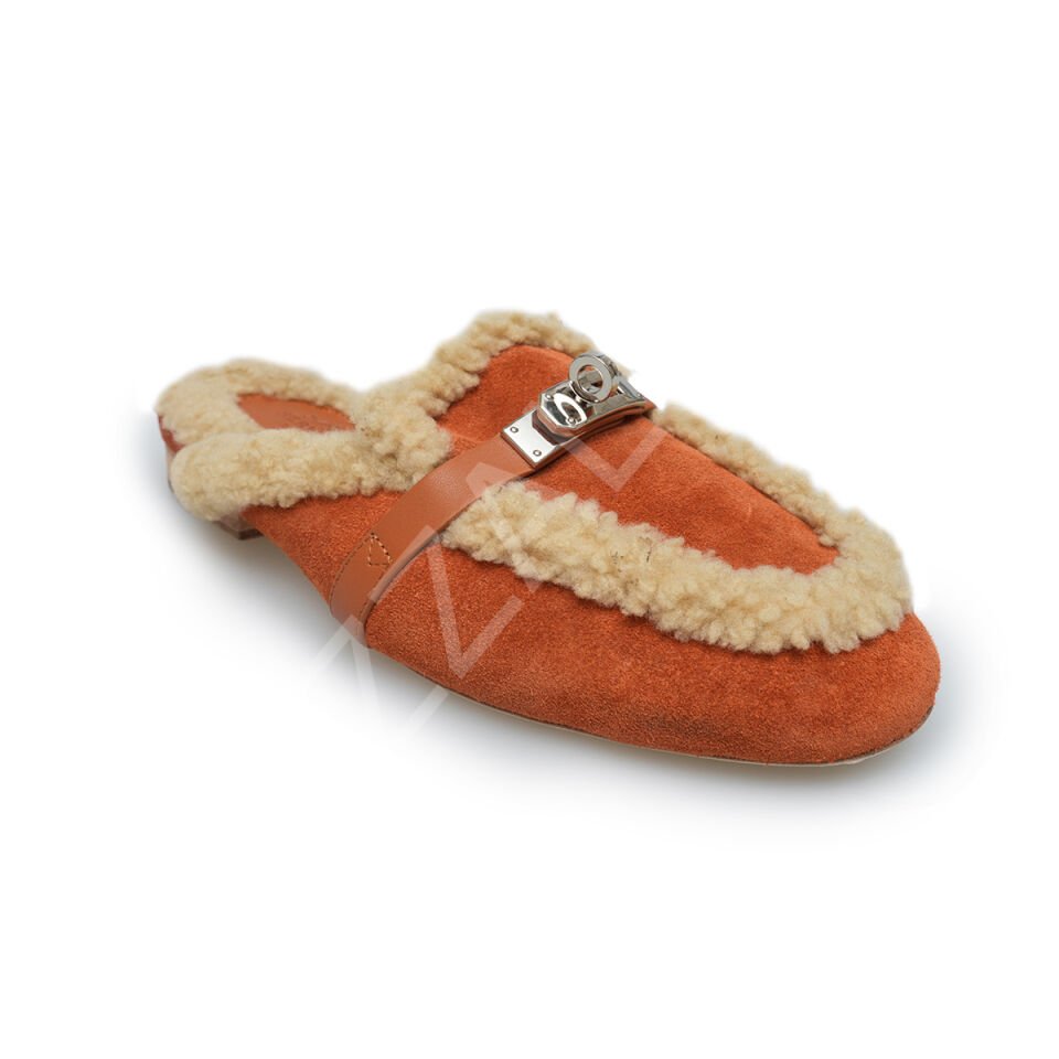 Hermes 11 Kahve Kürklü Terlik Kadın Ayakkabı