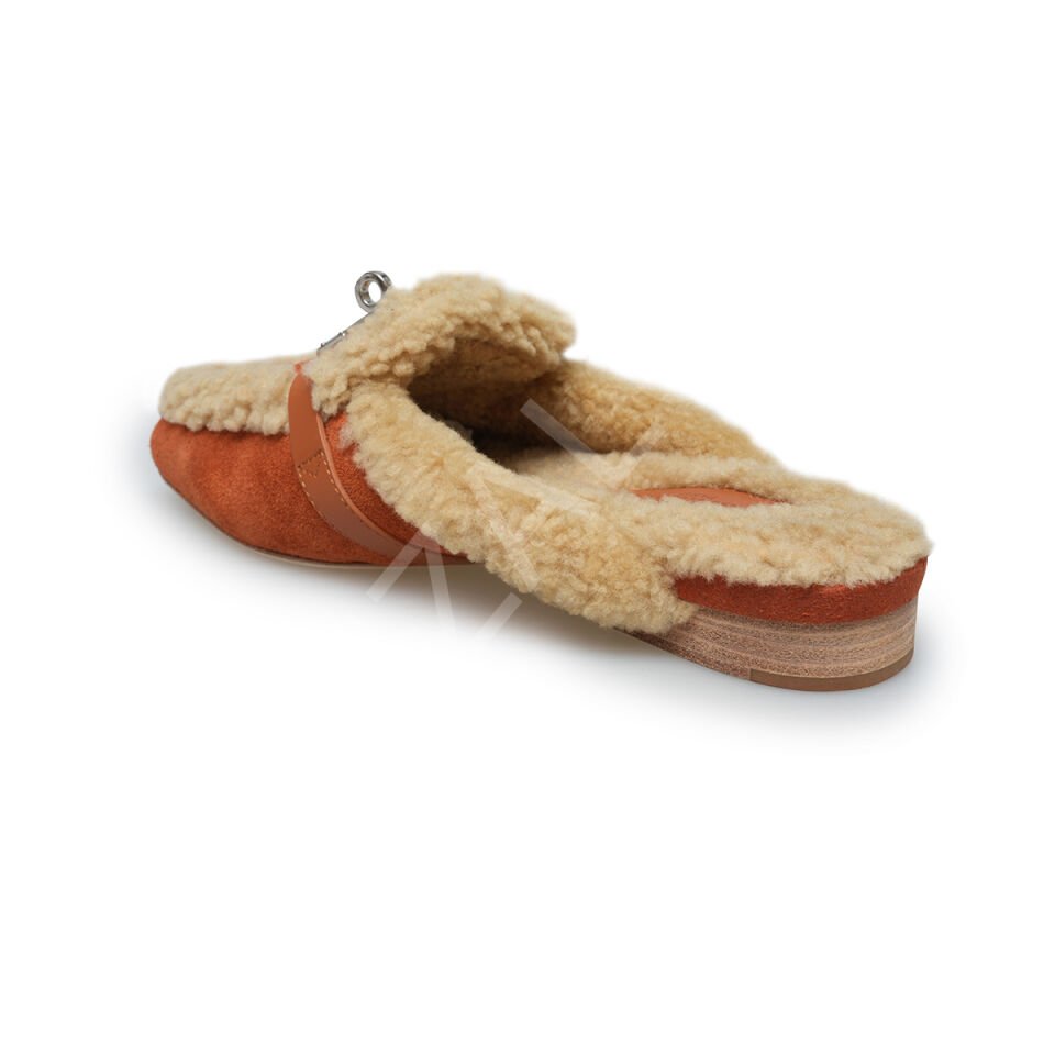 Hermes 11 Kahve Kürklü Terlik Kadın Ayakkabı