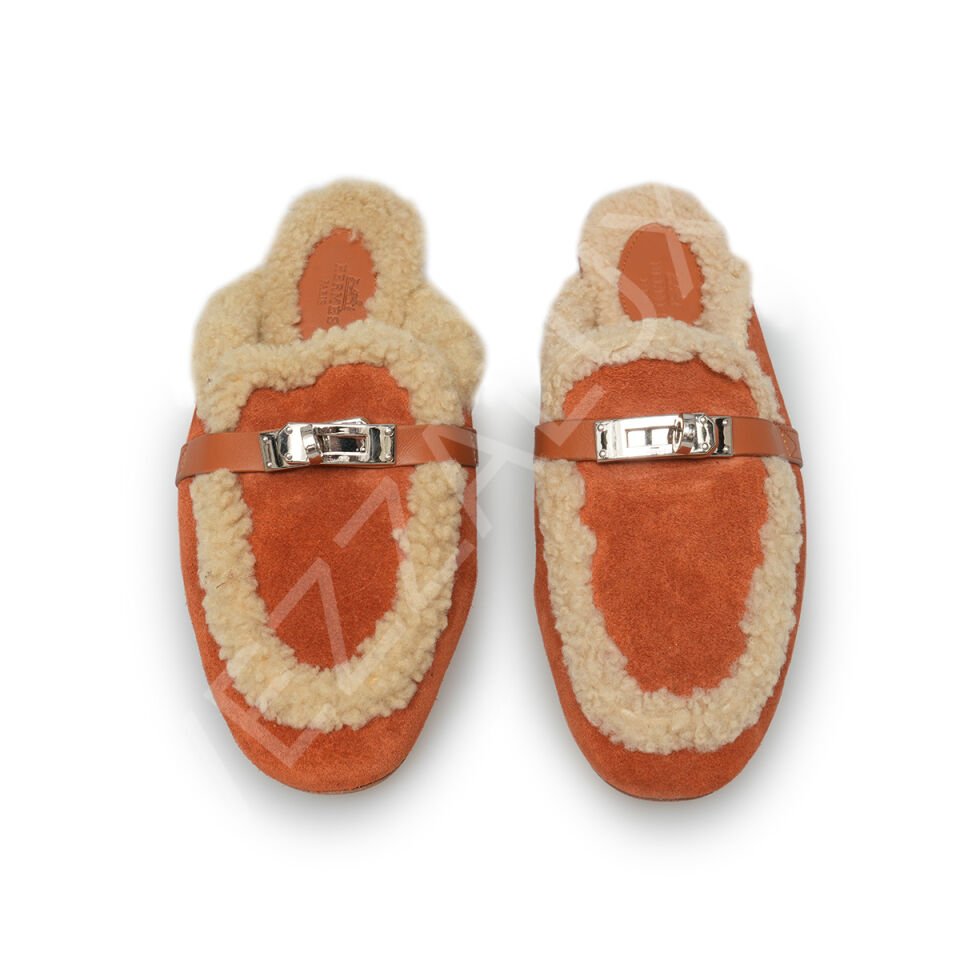 Hermes 11 Kahve Kürklü Terlik Kadın Ayakkabı