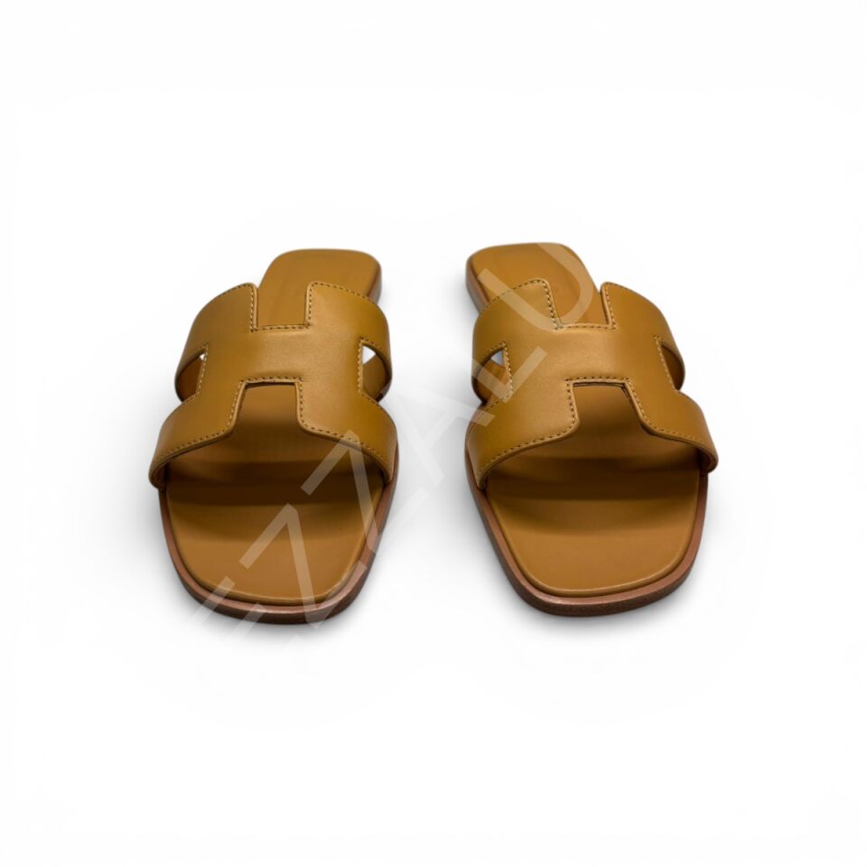 Hermes 752 Bej Düz Terlik Kadın Ayakkabı