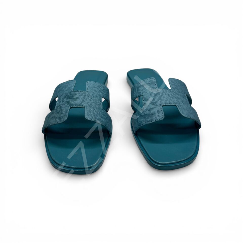 Hermes 753 Mavi Düz Terlik Kadın Ayakkabı