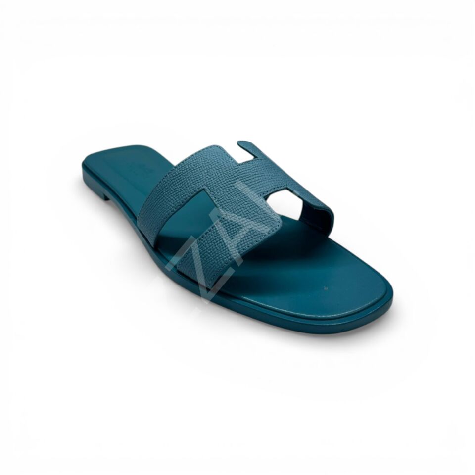 Hermes 753 Mavi Düz Terlik Kadın Ayakkabı