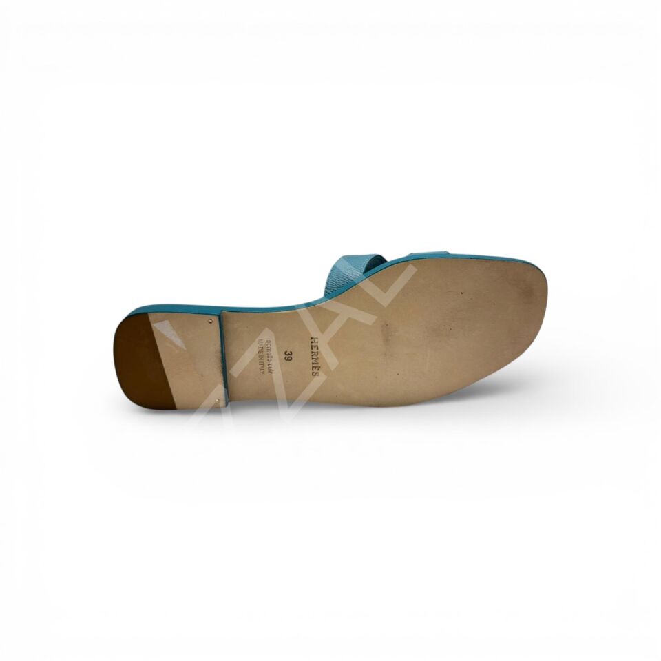 Hermes 753 Mavi Düz Terlik Kadın Ayakkabı