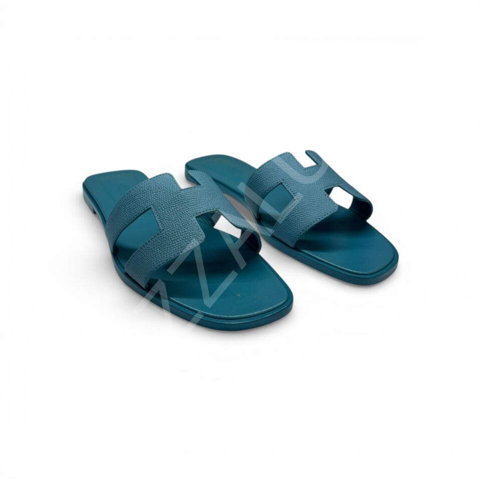 Hermes 753 Mavi Düz Terlik Kadın Ayakkabı