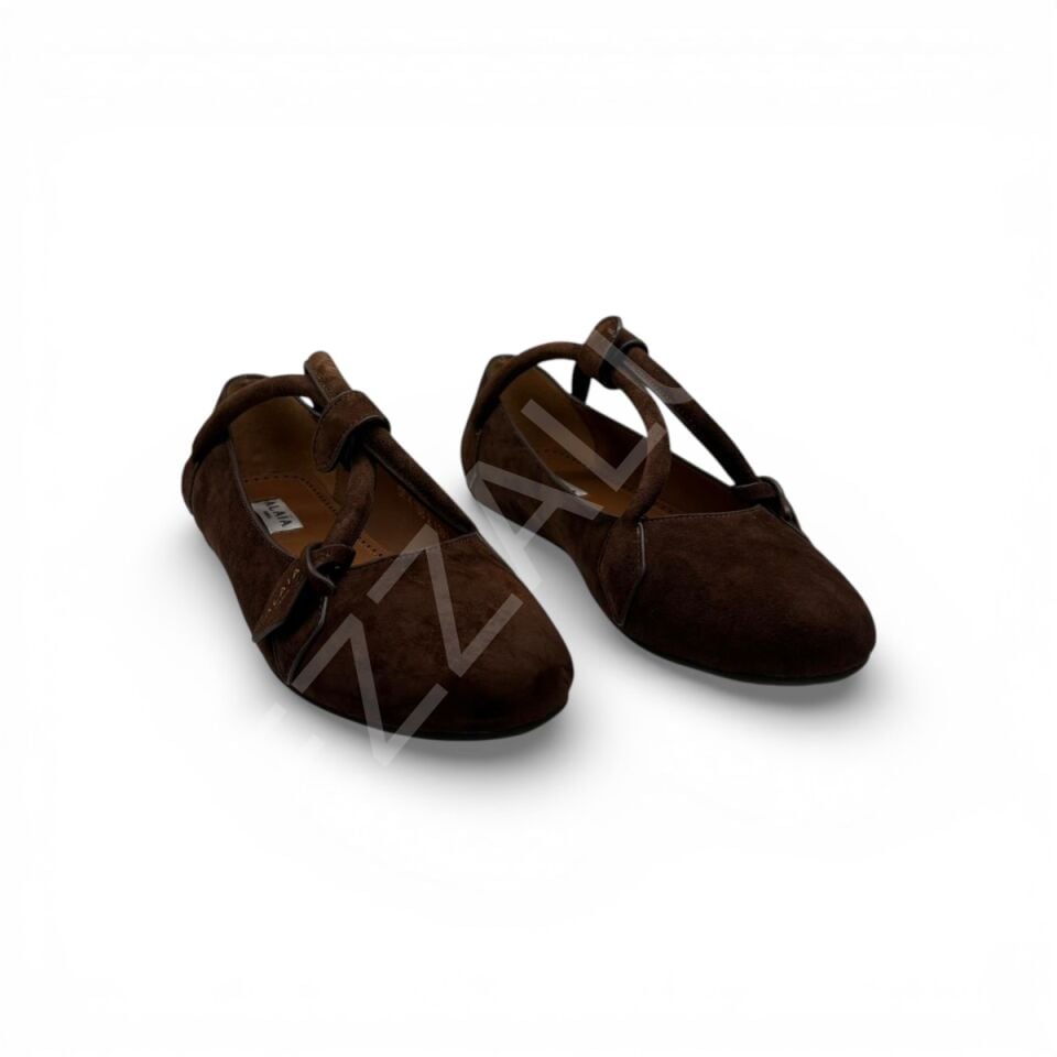 Alaia 1151 Kahverengi Süet Babet Kadın Ayakkabı