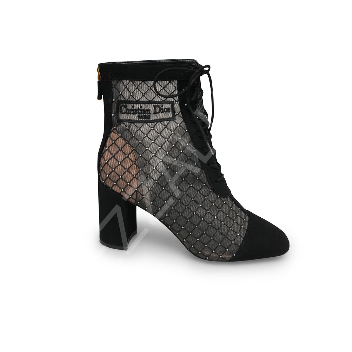 Dior 624 Topuklu Bot Siyah Fileli Kadın Ayakkabı