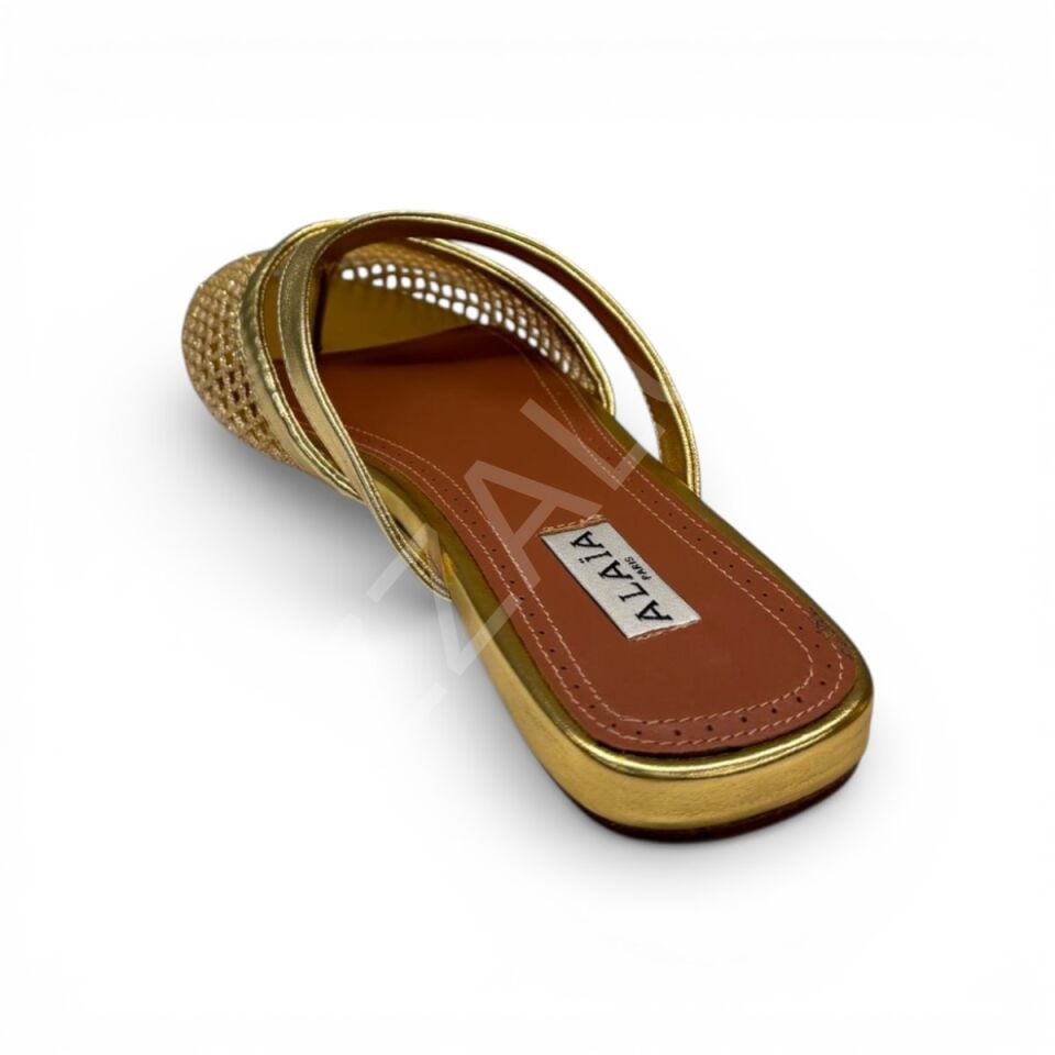 Alaia 774 Gold Terlik Fileli Kadın Ayakkabı