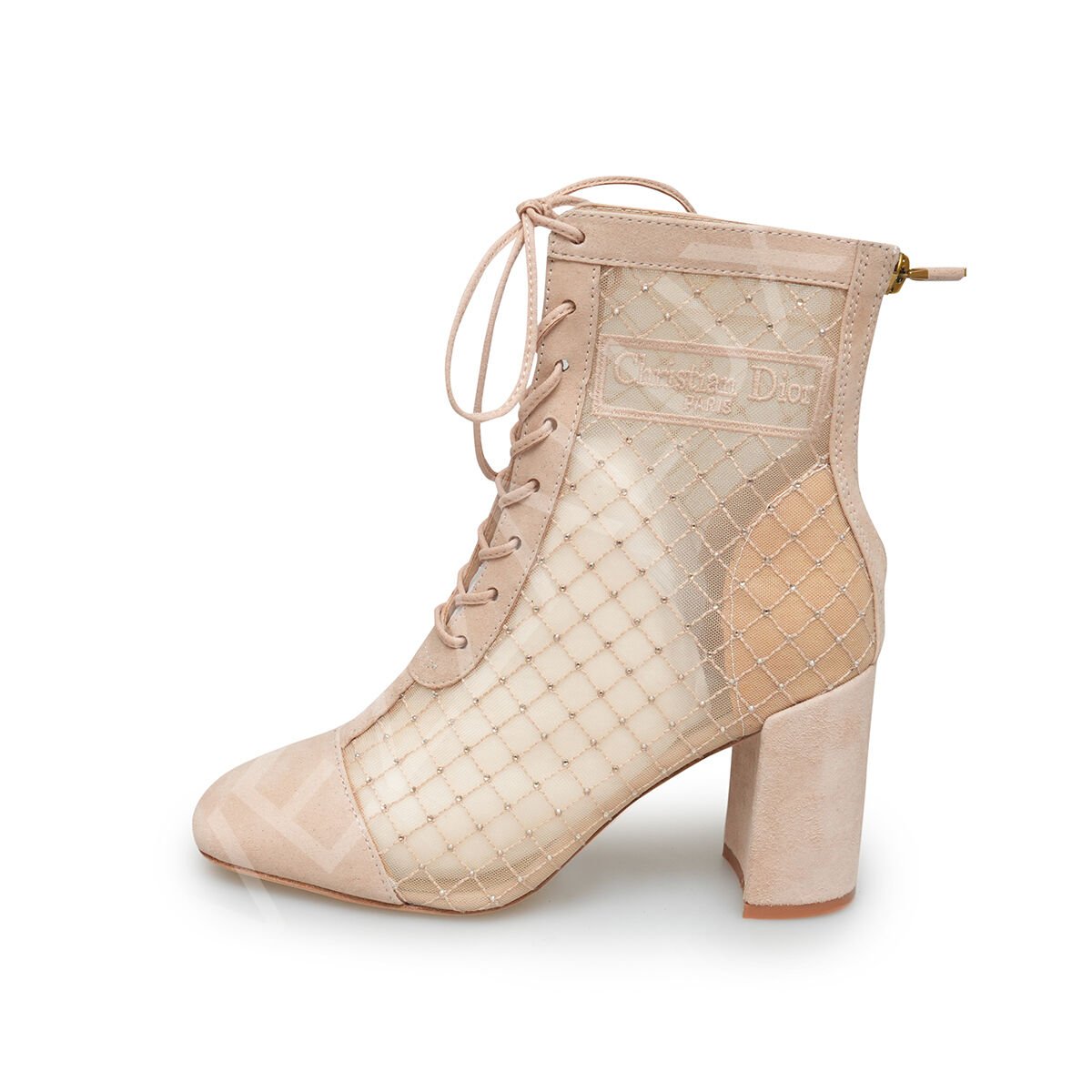 Dior 625 Fileli Krem Topuklu Bot Kadın Ayakkabı