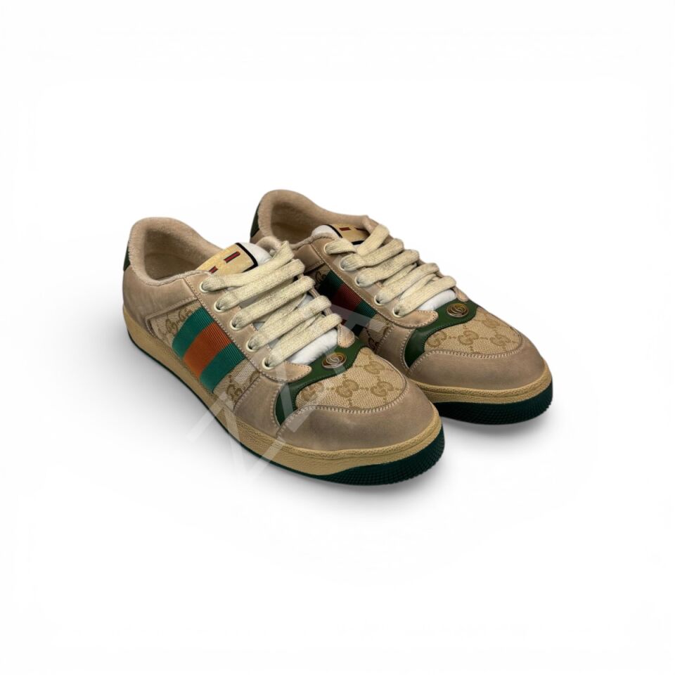 Gucci 1023 Arkası Yeşil Full Krem Erkek Ayakkabı