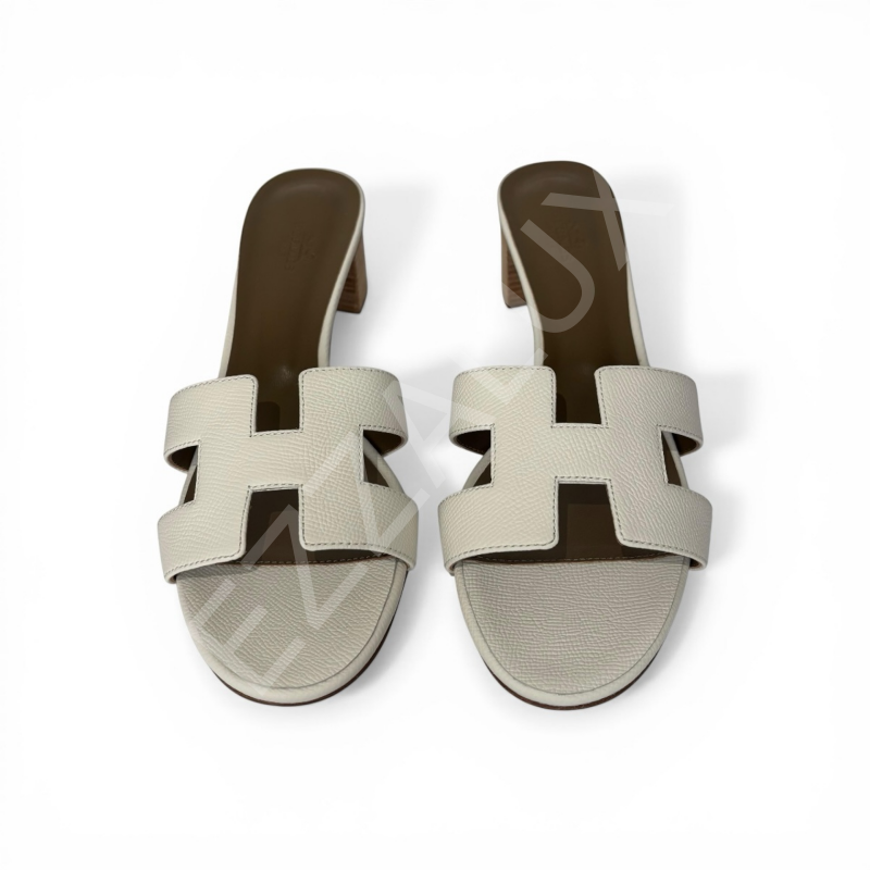 Hermes 25 Etop Beyaz Topuklu Terlik Kadın Ayakkabı