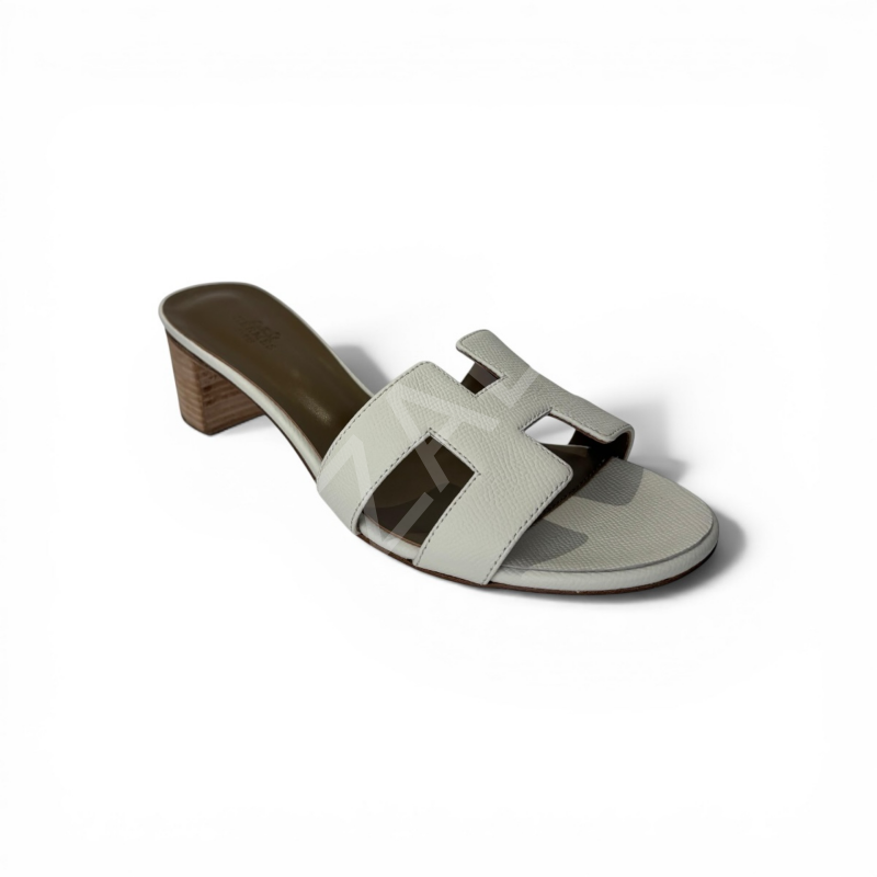 Hermes 25 Etop Beyaz Topuklu Terlik Kadın Ayakkabı