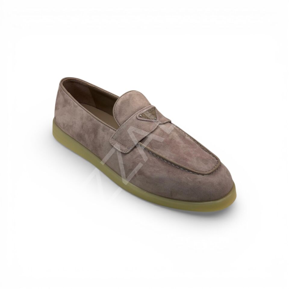 Prada 1171 Krem Loafer Süet Erkek Ayakkabı
