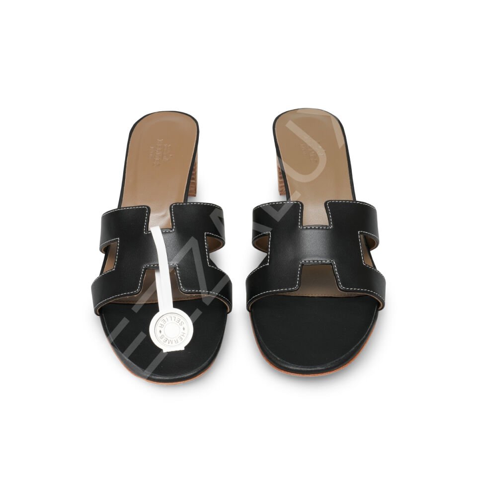 Hermes 26 Siyah Topuklu Terlik Kadın Ayakkabı