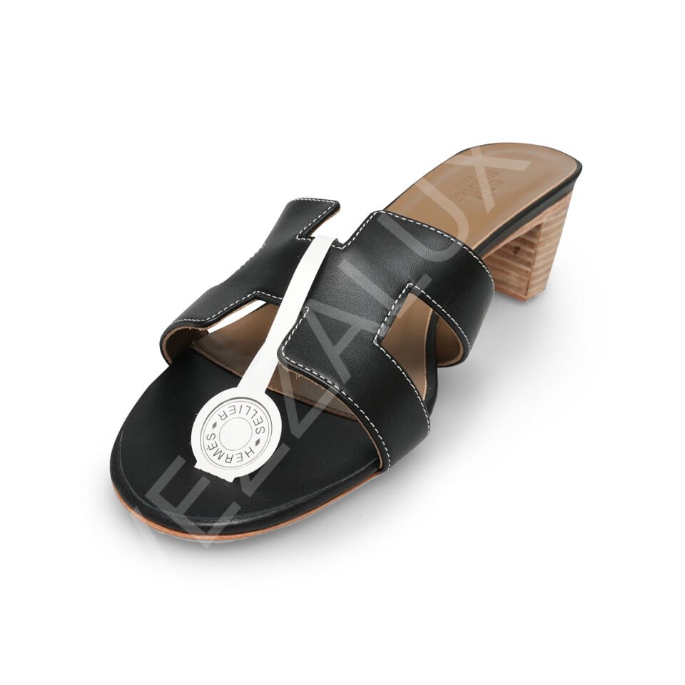 Hermes 26 Siyah Topuklu Terlik Kadın Ayakkabı