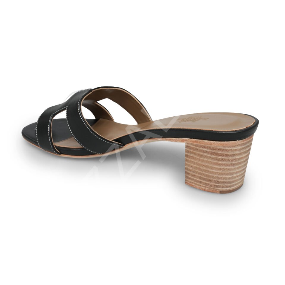 Hermes 26 Siyah Topuklu Terlik Kadın Ayakkabı