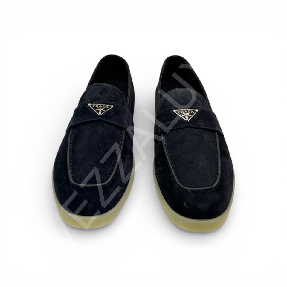 Prada 1170 Lacivert Loafer Süet Erkek Ayakkabı